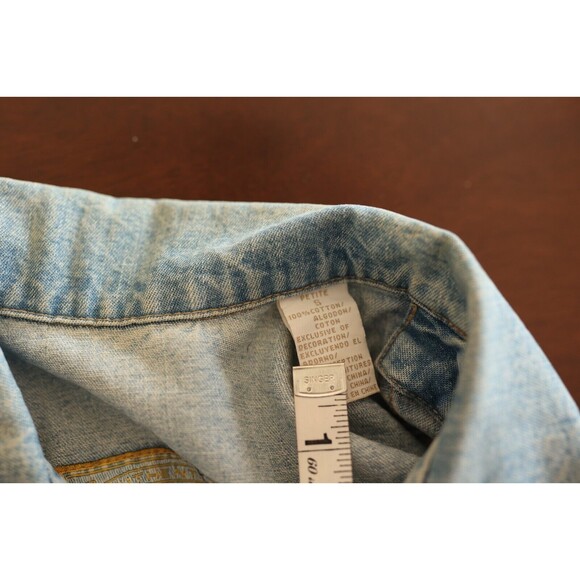Vintage 90s Liz Claiborne Light Denim Jean Jacket Embroidered Floral Cottagecore - Picture 4 of 13